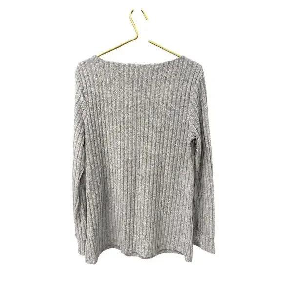 Gray Ribbed Long Sleeve Scoop Neck Soft Stretch Sweater XL EUC - Picture 4 of 7